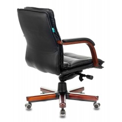 Кресло руководителя Бюрократ T-9927WALNUT-LOW черный кожа низк.спин. крестовина металл/дерево