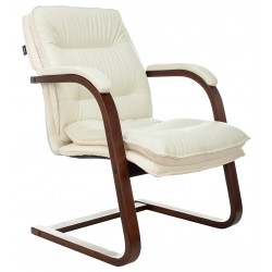Кресло Бюрократ T-9927WALNUT-AV слоновая кость кожа полозья дерево