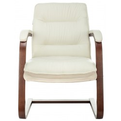 Кресло Бюрократ T-9927WALNUT-AV слоновая кость кожа полозья дерево