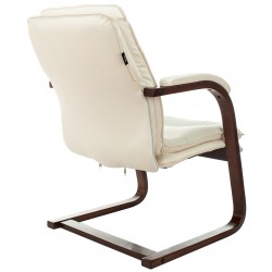 Кресло Бюрократ T-9927WALNUT-AV слоновая кость кожа полозья дерево