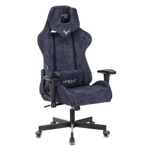 Кресло игровое Zombie VIKING KNIGHT Fabric синий Light-27 с подголов. крестовина металл