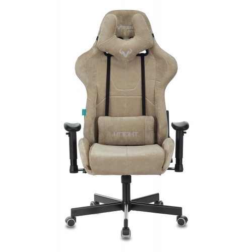 Кресло игровое Zombie VIKING KNIGHT Fabric песочный Light-21 с подголов. крестовина металл