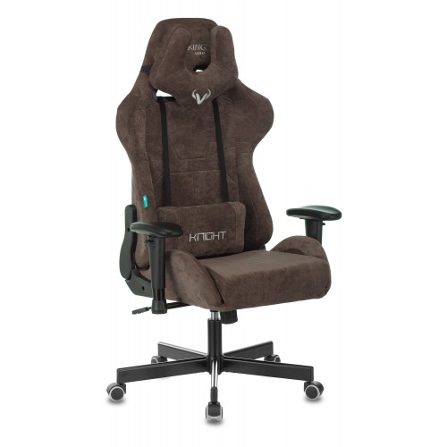 Кресло игровое Zombie VIKING KNIGHT Fabric темно-коричневый Light-10 с подголов. крестовина металл