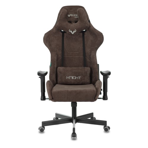 Кресло игровое Zombie VIKING KNIGHT Fabric темно-коричневый Light-10 с подголов. крестовина металл