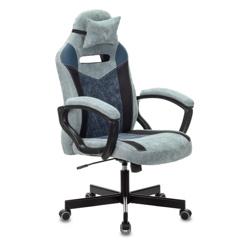 Кресло игровое Zombie VIKING 6 KNIGHT Fabric серо-голубой с подголов. крестовина металл