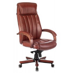 Кресло руководителя Бюрократ T-9922WALNUT светло-коричневый Leather Eichel кожа крестовина металл/дерево