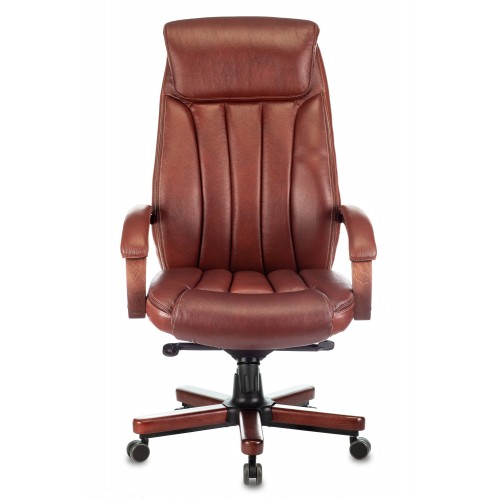 Кресло руководителя Бюрократ T-9922WALNUT светло-коричневый Leather Eichel кожа крестовина металл/дерево