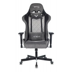 Кресло игровое Zombie VIKING 7 KNIGHT Fabric серый Loft ромбик текстиль/эко.кожа с подголов. крестовина металл
