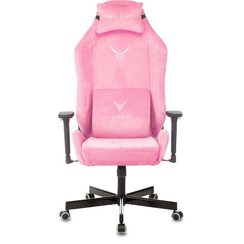 Кресло игровое Knight N1 Fabric розовый Velvet 36 с подголов. крестовина металл