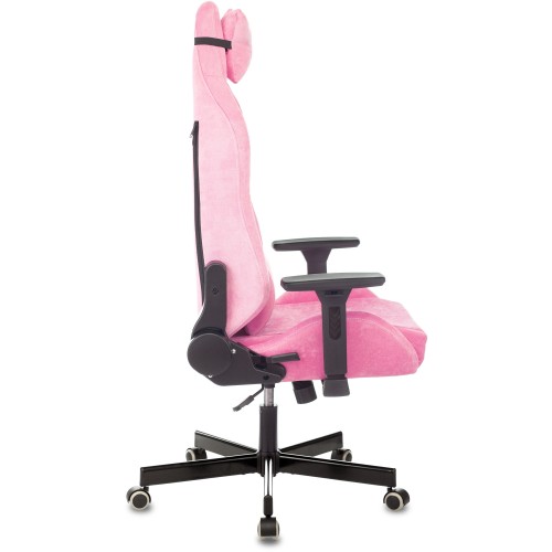 Кресло игровое Knight N1 Fabric розовый Velvet 36 с подголов. крестовина металл