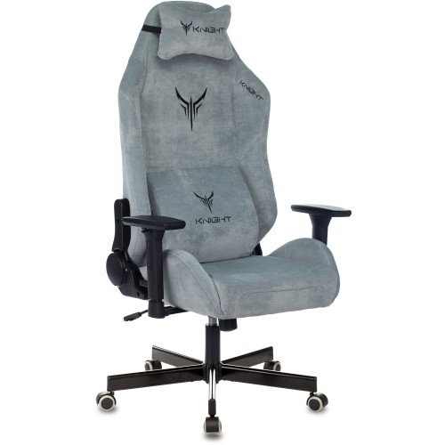 Кресло игровое Knight N1 Fabric серо-голубой Light-28 с подголов. крестовина металл