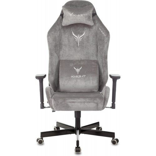 Кресло игровое Knight N1 Fabric серый Light-19 с подголов. крестовина металл