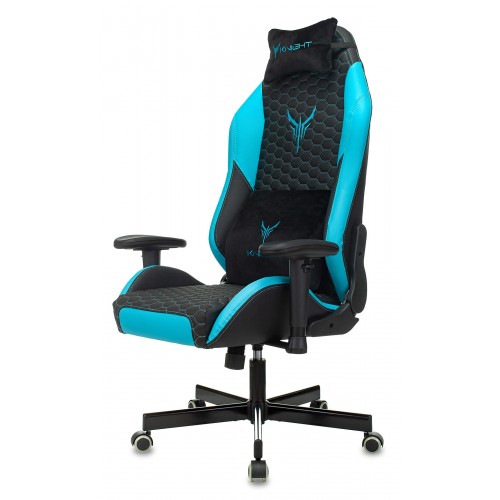 Кресло игровое Knight Neon черный/голубой эко.кожа с подголов. крестовина металл