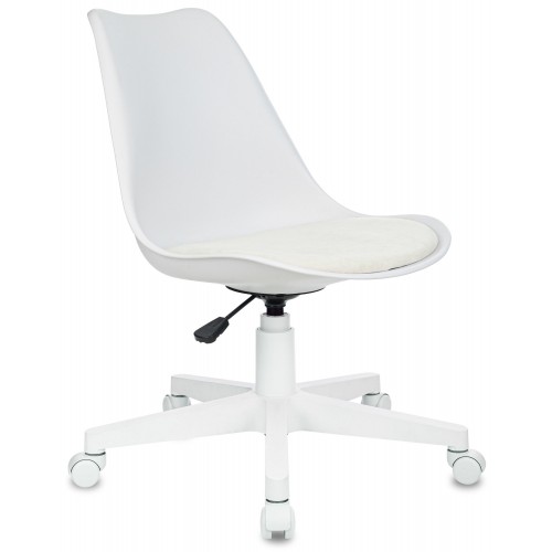Кресло Бюрократ CH-W333 белый сиденье молочный Velvet 20 крестов. пластик пластик белый